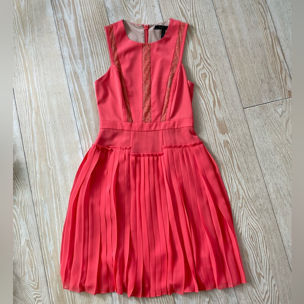 BCBGMaxazria Chiffon and lace cocktail dress